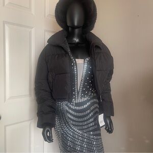 Cropped Black Puffer Jacket for Women